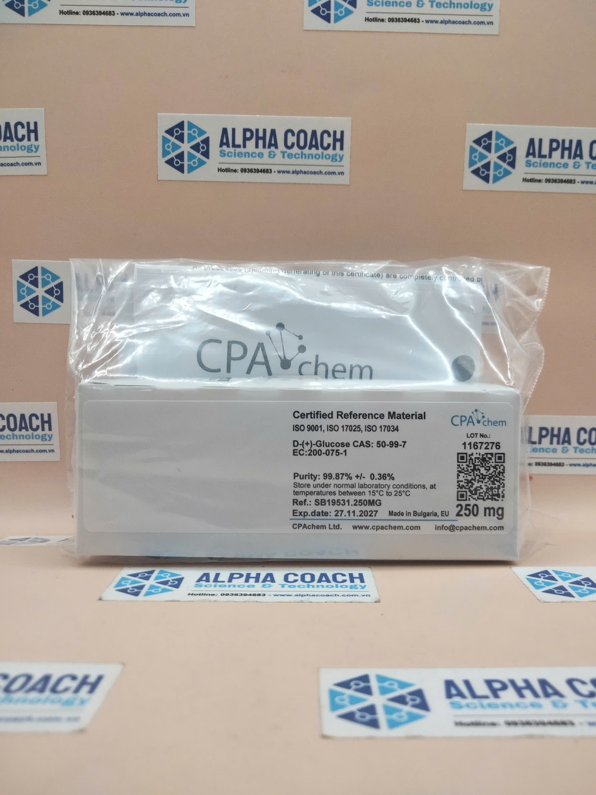 Chất chuẩn D-(+)-Glucose, mã SB19531.250MG, lọ 250mg, hãng CPAchem, Bungari