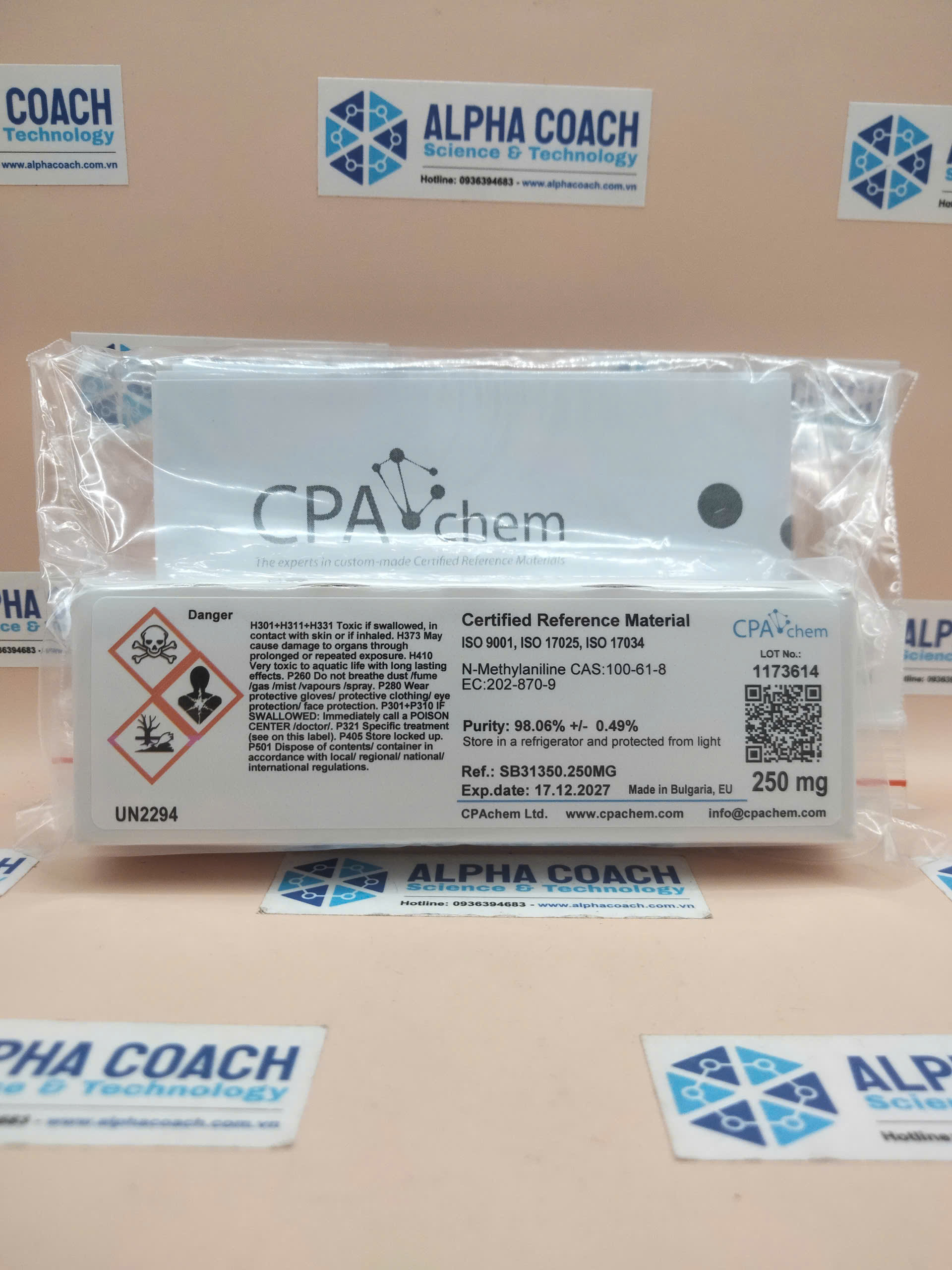 Chất chuẩn N-Methylaniline, mã SB31350.250MG, lọ 250 mg, hãng CPAchem, Bungari
