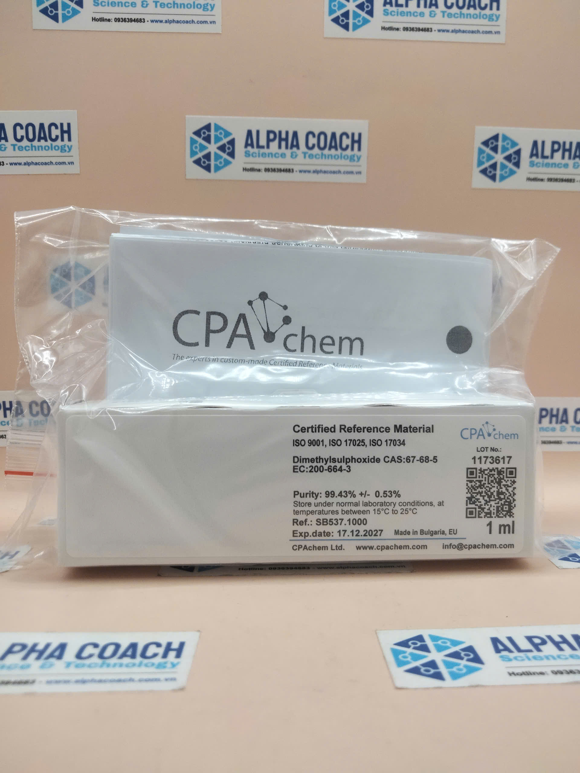 Dung dịch chuẩn Dimethylsulphoxide, mã SB537.1000, lọ 1 ml, hãng CPAchem, Bungari