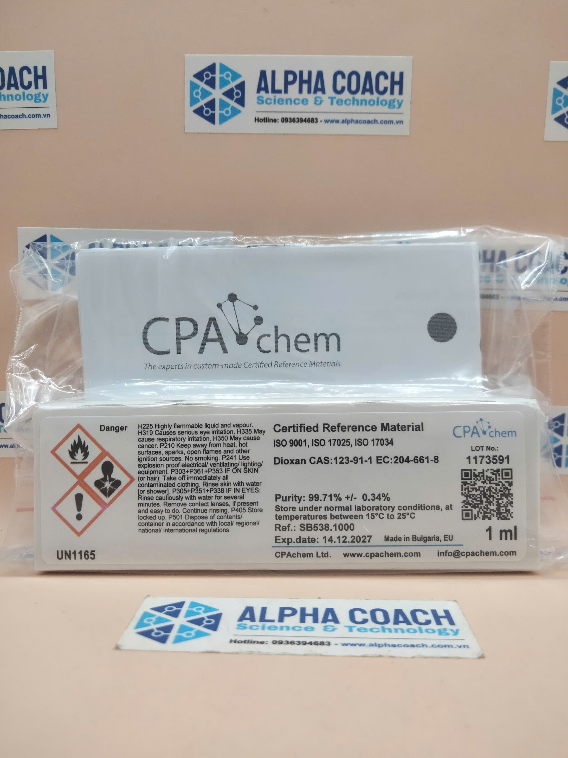 Chất chuẩn Dioxan CAS:123-91-1 EC:204-661-8, hãng CPAchem, Bungari