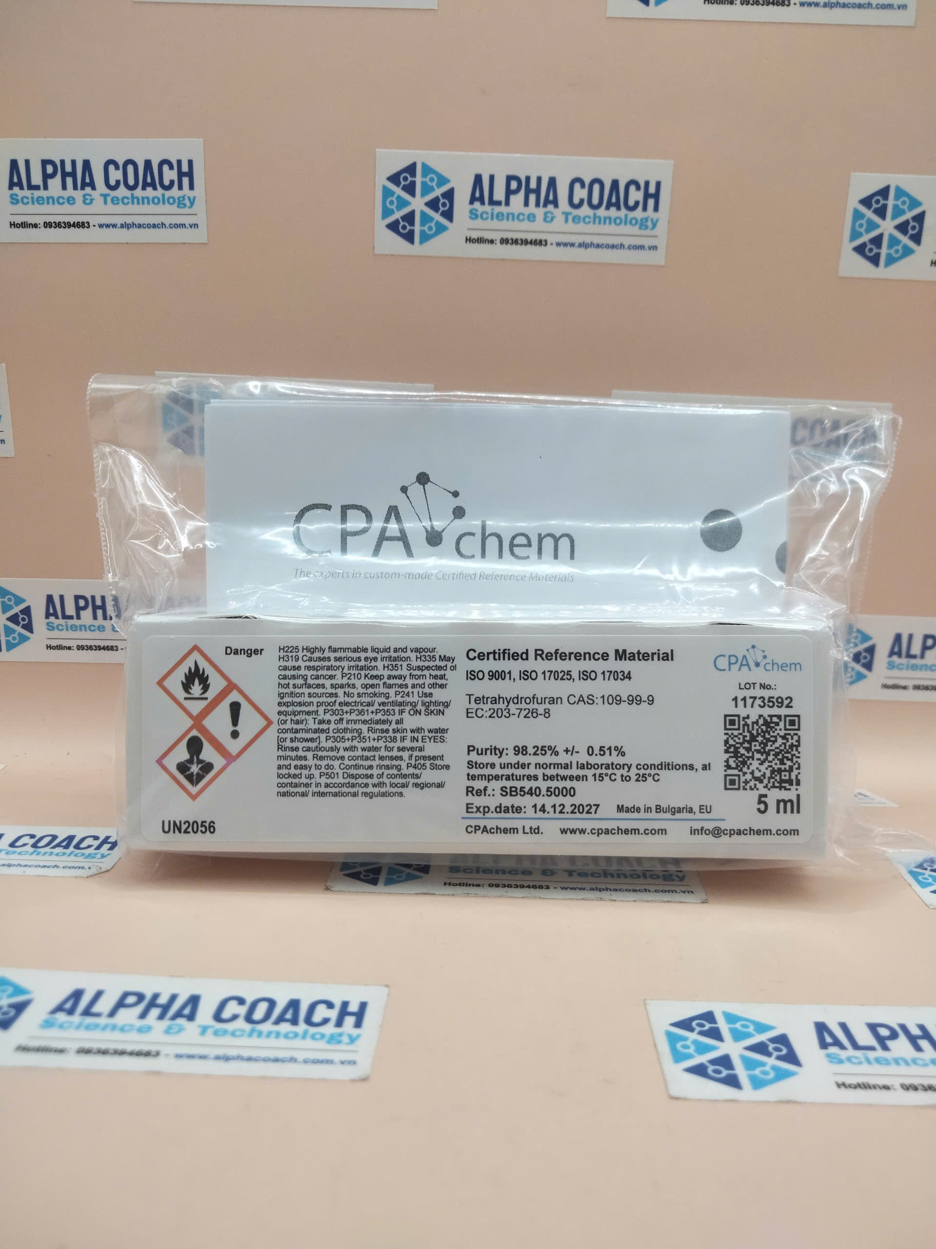 Chất chuẩn Tetrahydrofuran CAS:109-99-9 EC:203-726-8, hãng CPAchem, Bungari