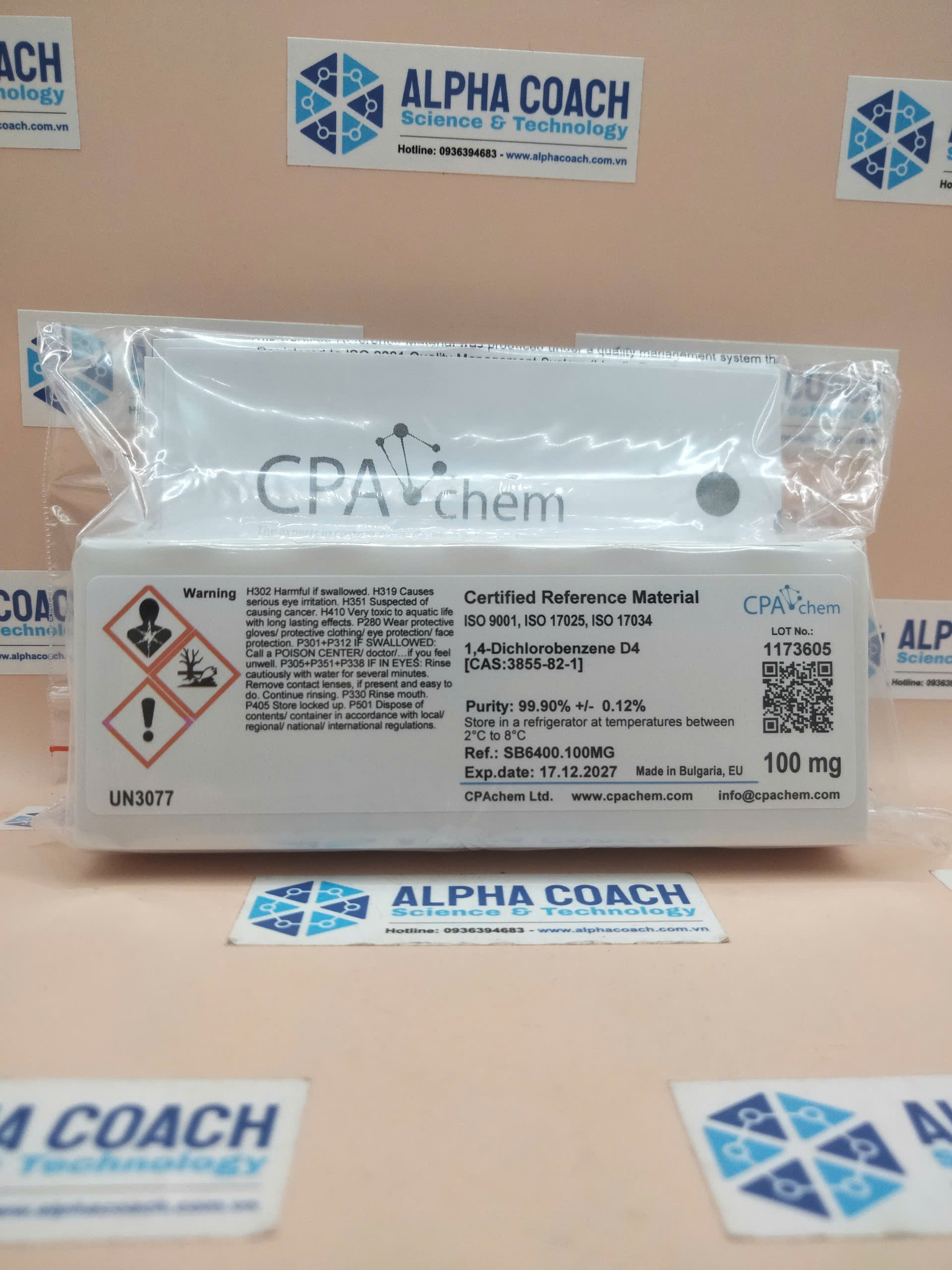 Chất chuẩn 1,4-Dichlorobenzene D4, mã SB6400.100MG, lọ 100 mg, hãng CPAchem, Bungari