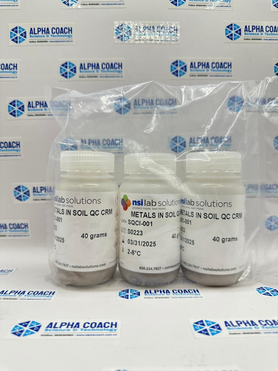 Mẫu chuẩn CRM 28 kim loại trong nền mẫu đất - Metals in Soil QC CRM, mã SQCI-001, hãng NSI, Mỹ