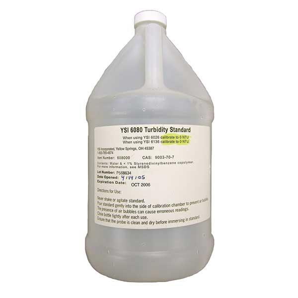 Dung dịch chuẩn độ đục 0 NTU (cho tất cả điện cực độ đục YSI), 1 Gal/Chai, SKU: 608000, Hãng YSI, MỸ