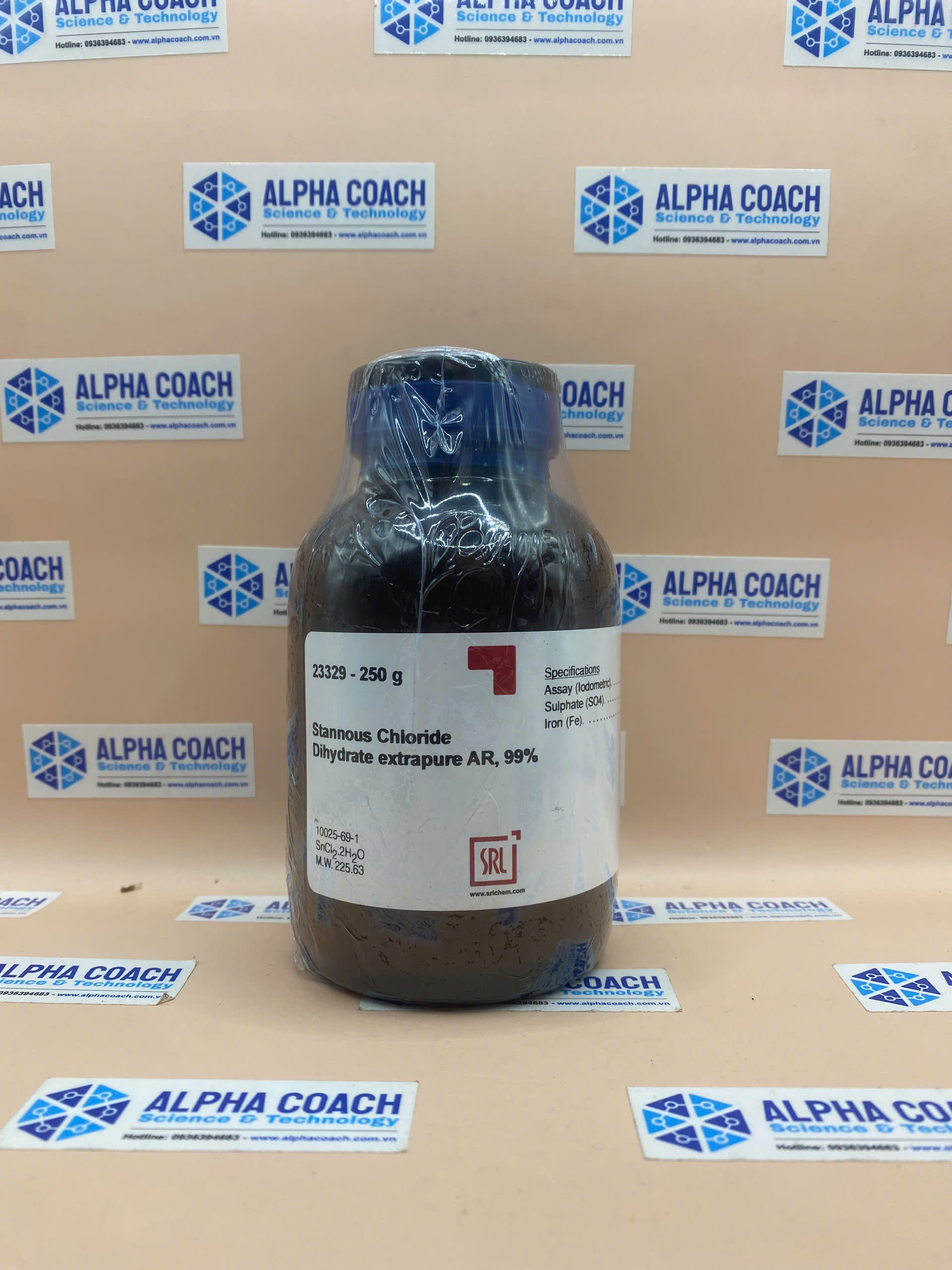 Hoá chất Stannous Chloride Dihydrate extrapure AR, 99%, lọ 250g, hãng SRL, Ấn Độ