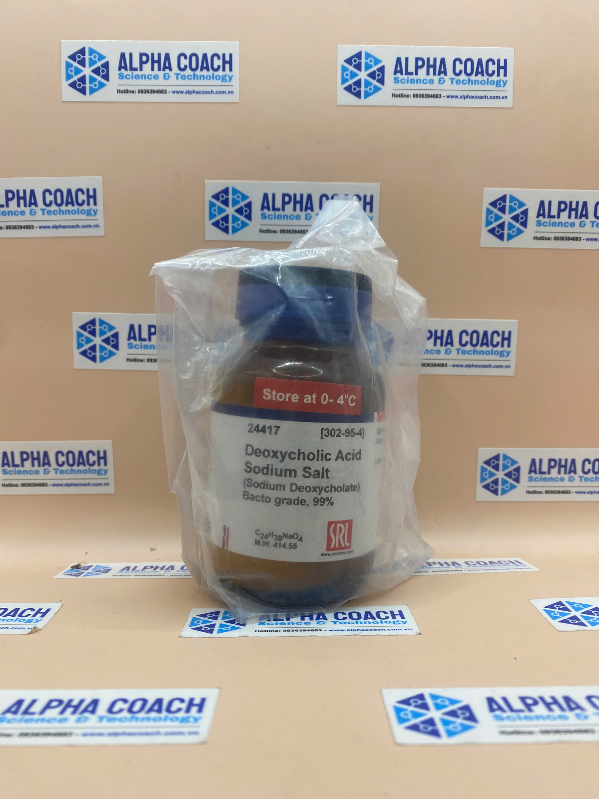 Hoá chất Deoxycholic Acid Sodium Salt (Sodium Deoxycholate) Bacto grade, 99%, hãng SRL, Ấn Độ