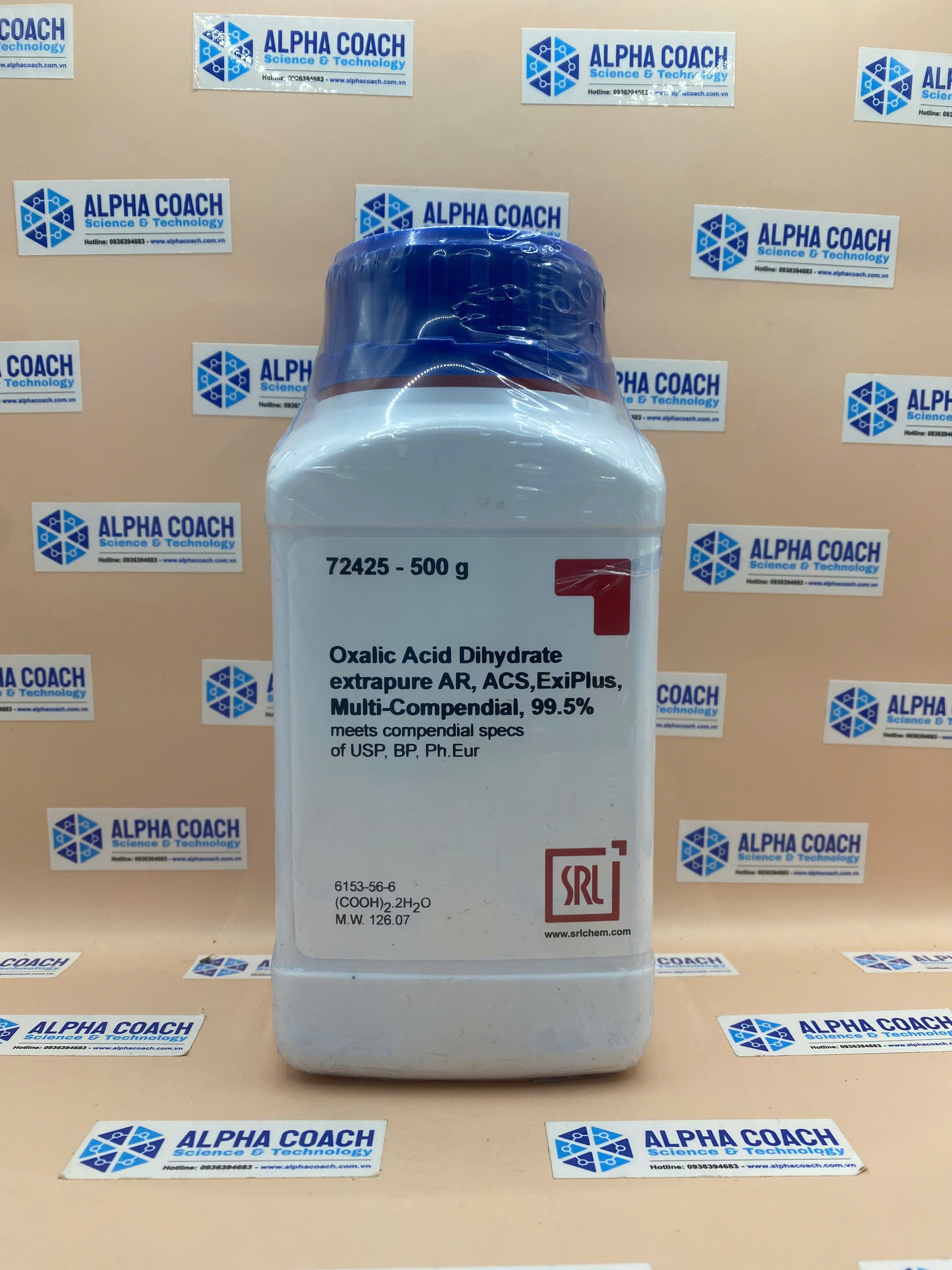 Hoá chất Oxalic Acid Dihydrate extrapure AR, ACS, ExiPlus, Multi-Compendial, 99.5%, lọ 500g, hãng SRL, Ấn Độ