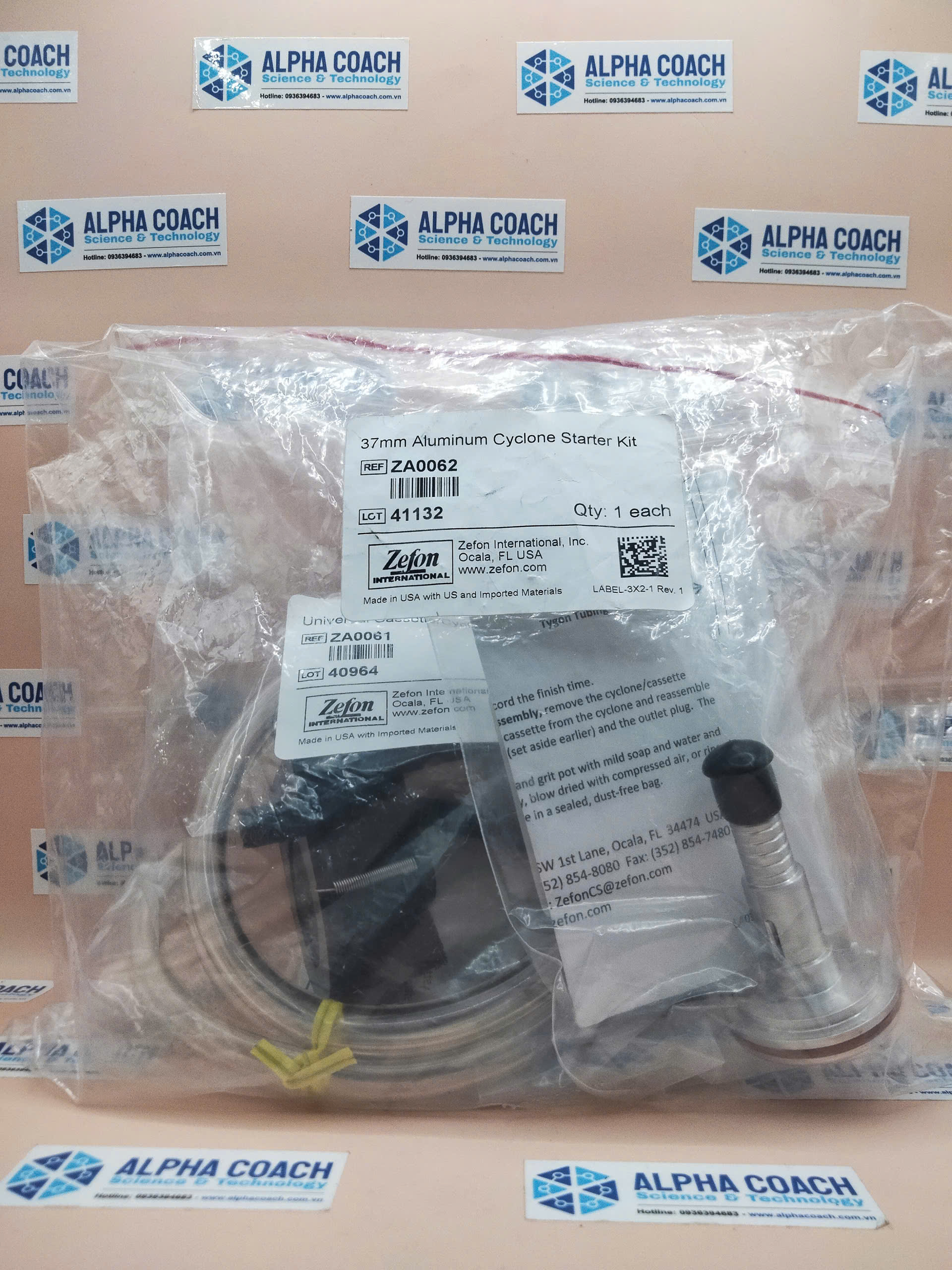 Lốc nhôm lấy mẫu bụi hô hấp kèm bộ khay đỡ - CYCLONE, ALUMINUM, 37MM, STARTER KIT, Zefon