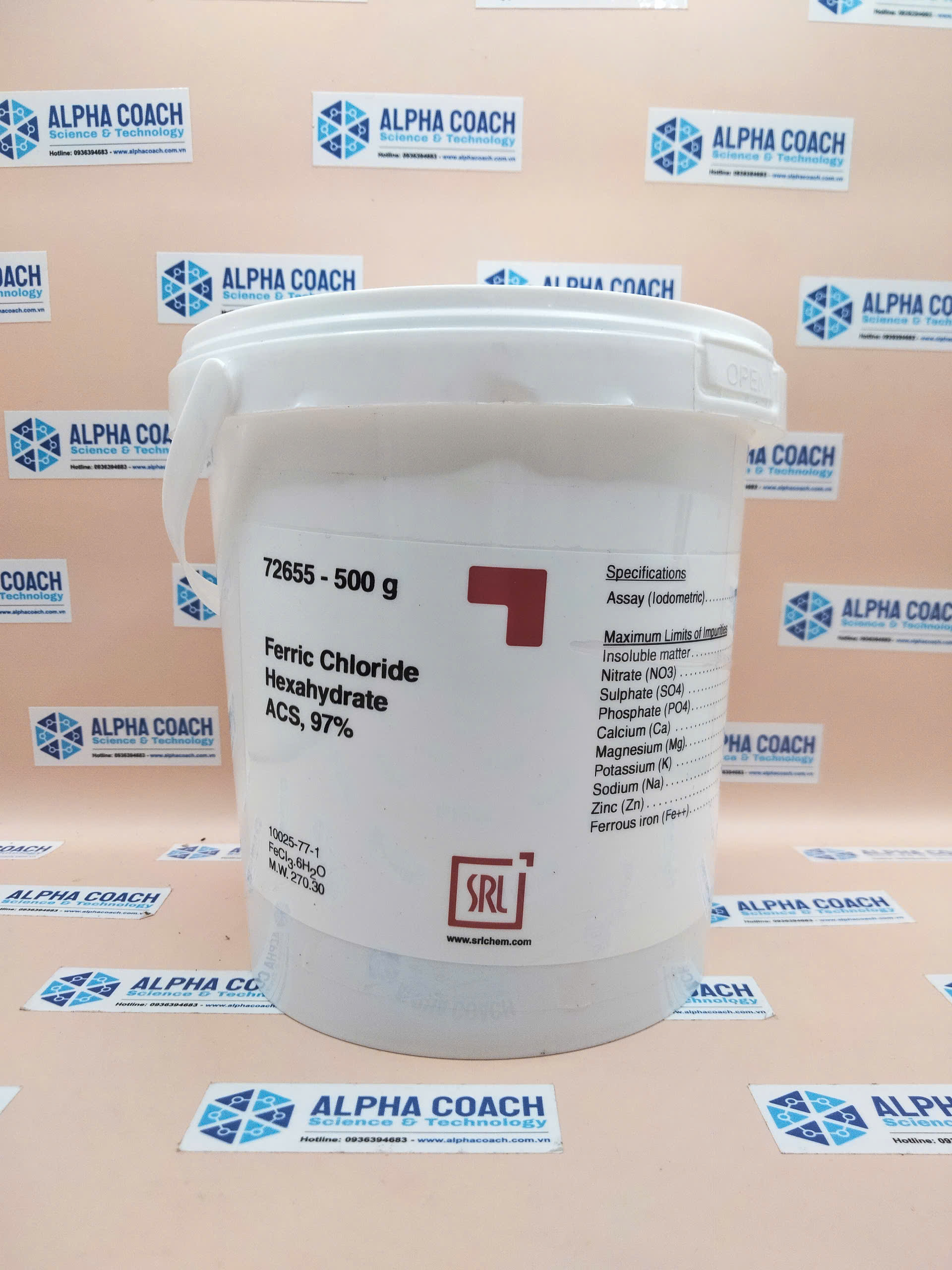 Hoá chất Ferric Chloride Hexahydrate ACS, 97%, lọ 500g, hãng SRL, Ấn Độ