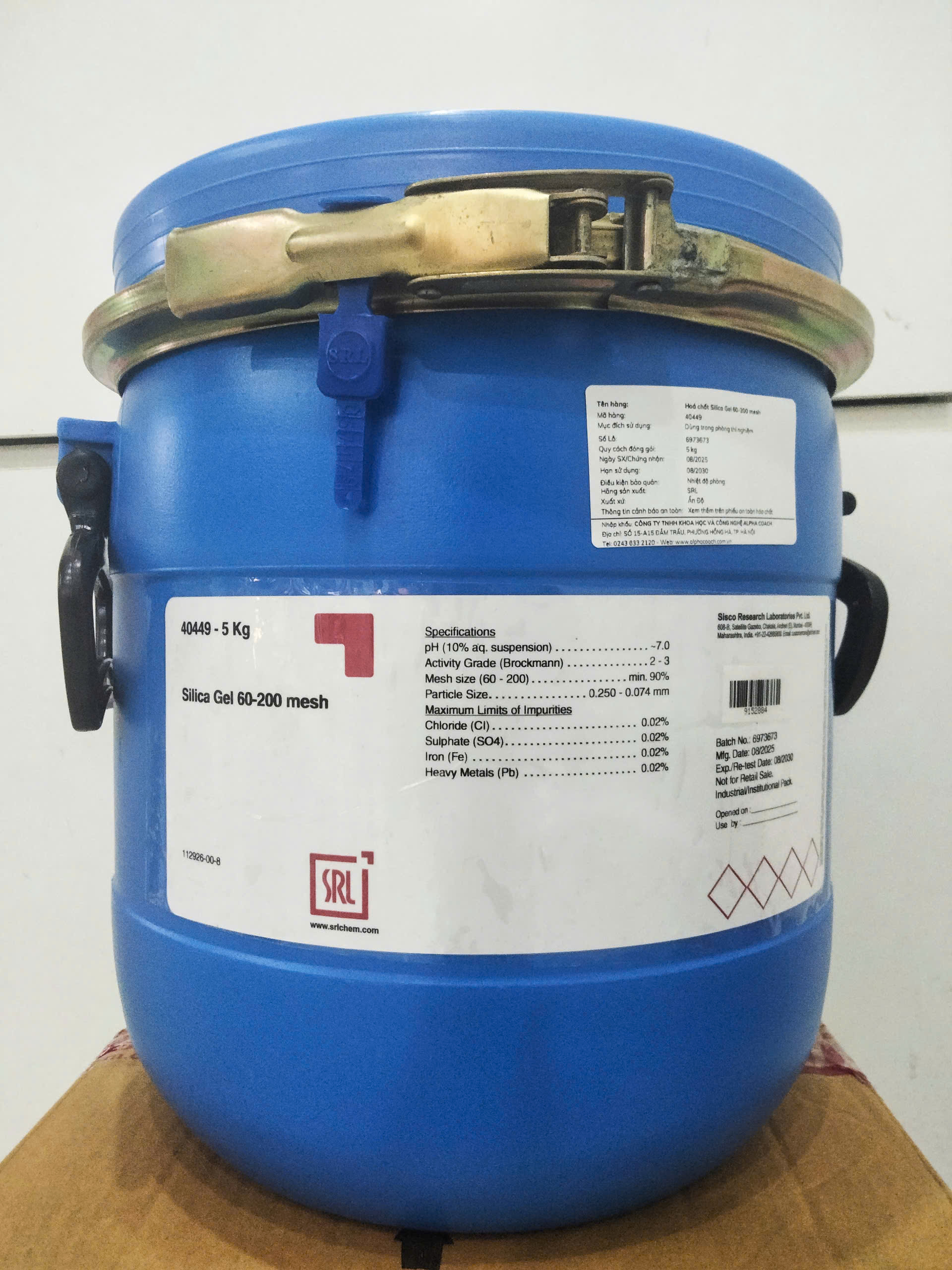 Hoá chất Silica Gel 60-200 mesh, lọ 5kg, hãng SRL, Ấn Độ