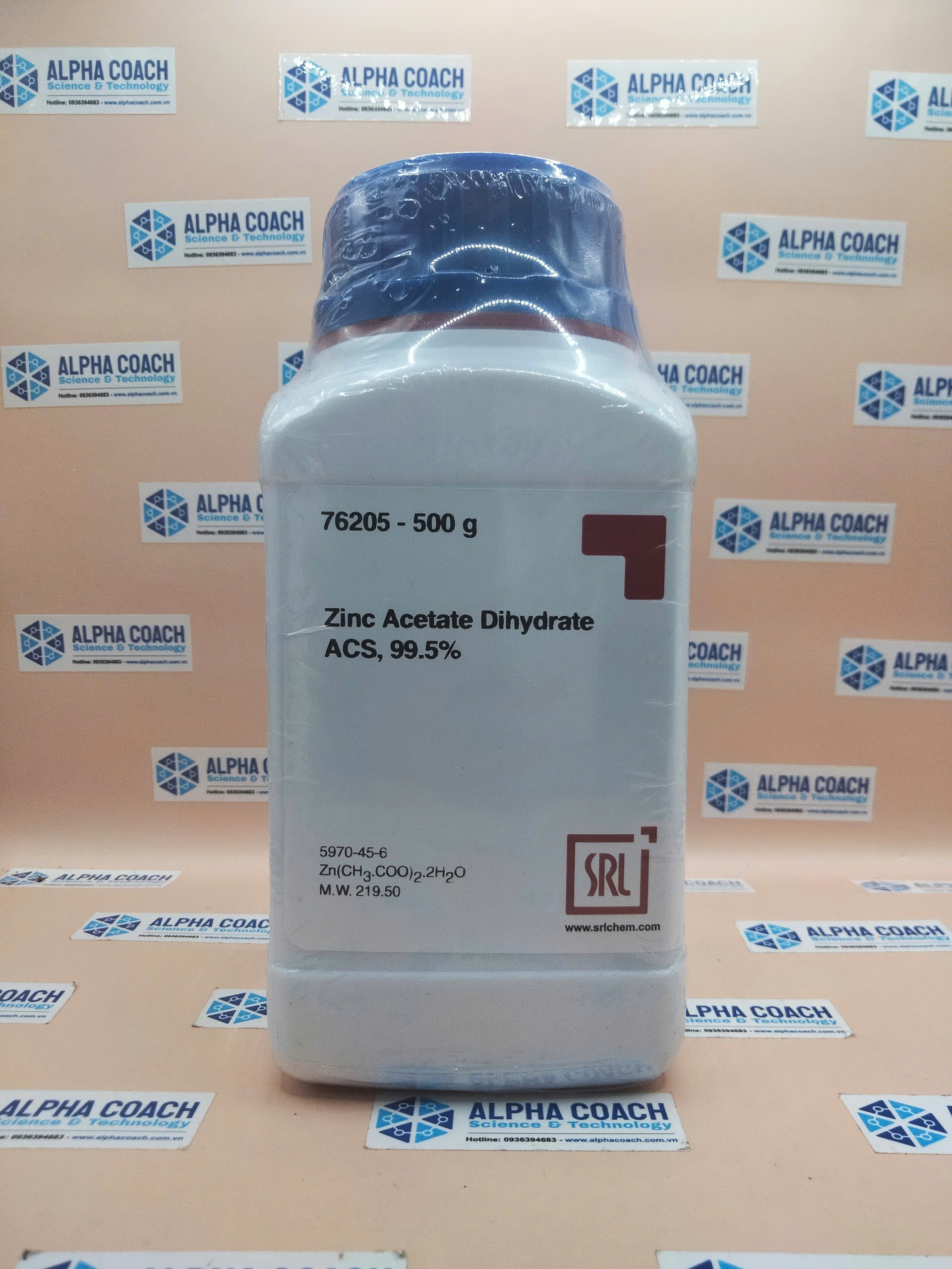 Hoá chất Zinc Acetate Dihydrate ACS, 99.5%, lọ 500g, hãng SRL, Ấn Độ