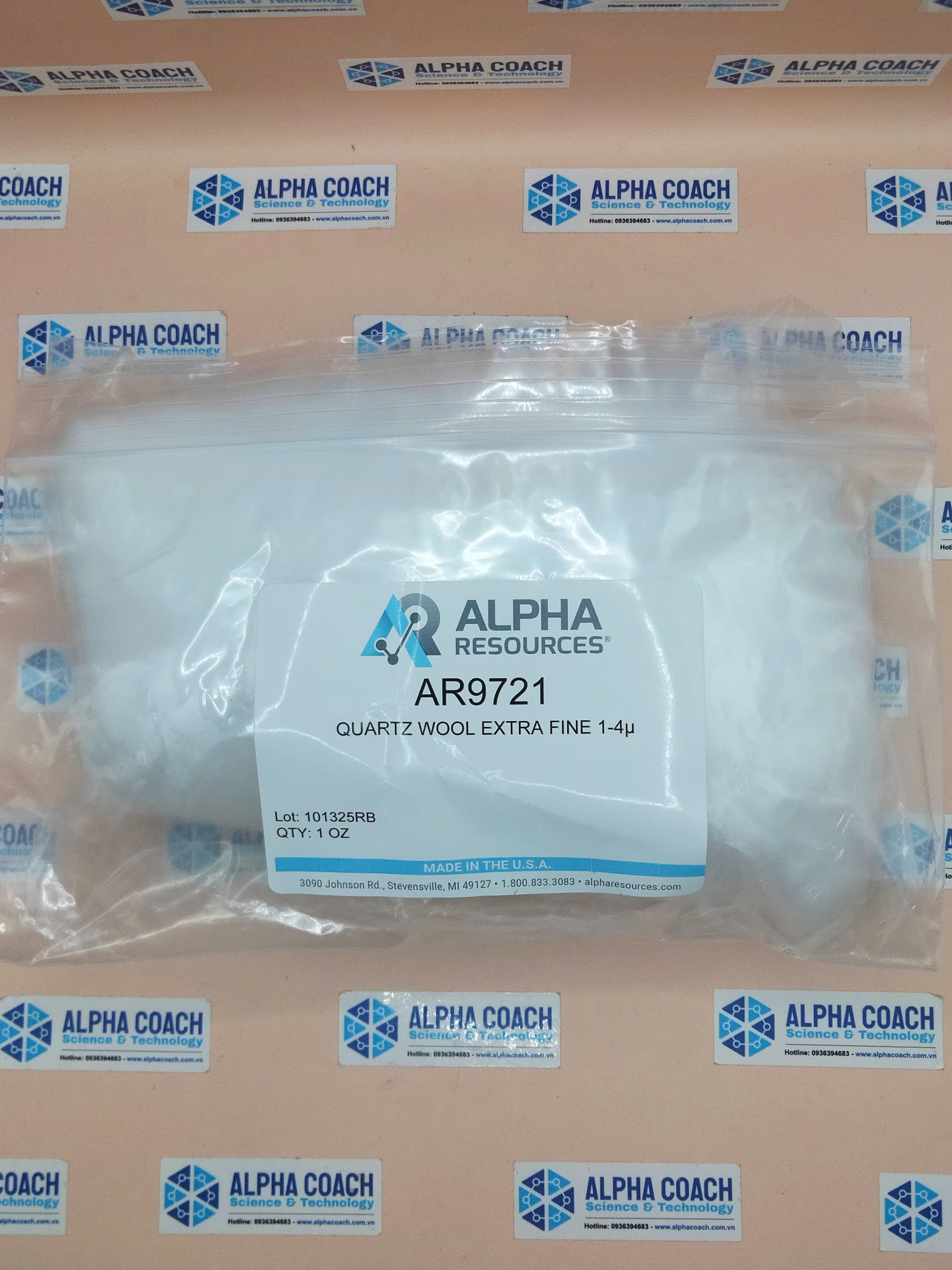 Bông thạch anh AR9721 siêu mịn (1-4µ), hãng Alpha Resources, Mỹ