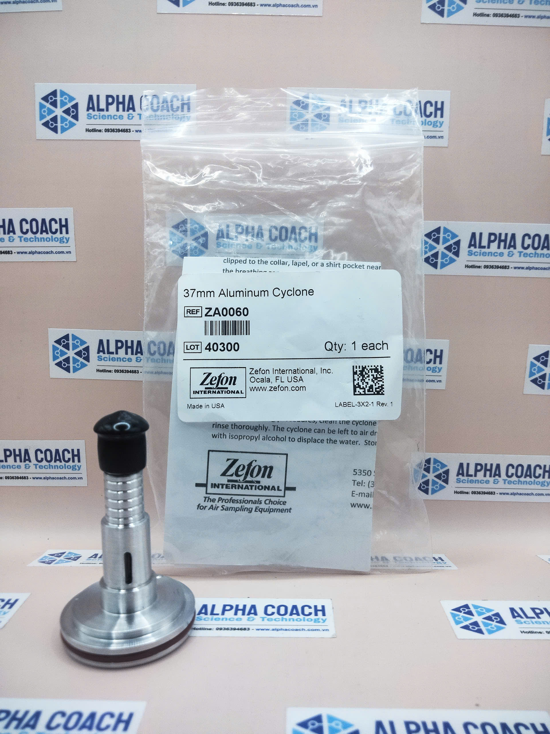 Lốc nhôm lấy mẫu bụi hô hấp - CYCLONE, ALUMINUM, 37MM, Zefon